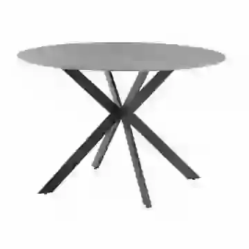 120cm Round Sintered Stone Dining Table with Black Metal Legs